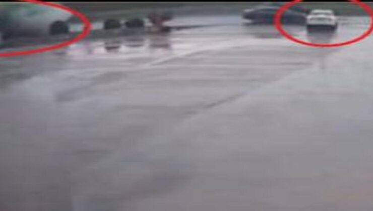 Diyarbakır’da tırın otomobilin üzerine devrildiği kaza kamerada